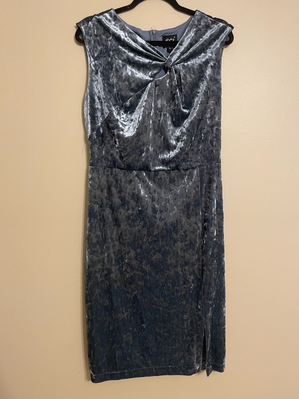 ECI Crushed Velvet Sheath Midi Dress Twist front Cocktail size 12